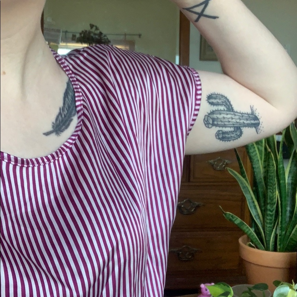 AMERICAN APPAREL shimmer pink/purple stripe tee